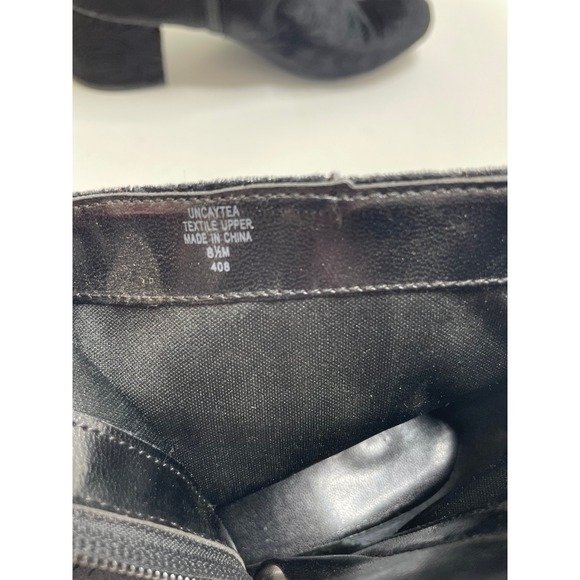 Unisa Black Velvet Floral Emboss Ankle Boots Block Heel Romantic Dark Witchy 8.5 - Picture 12 of 13